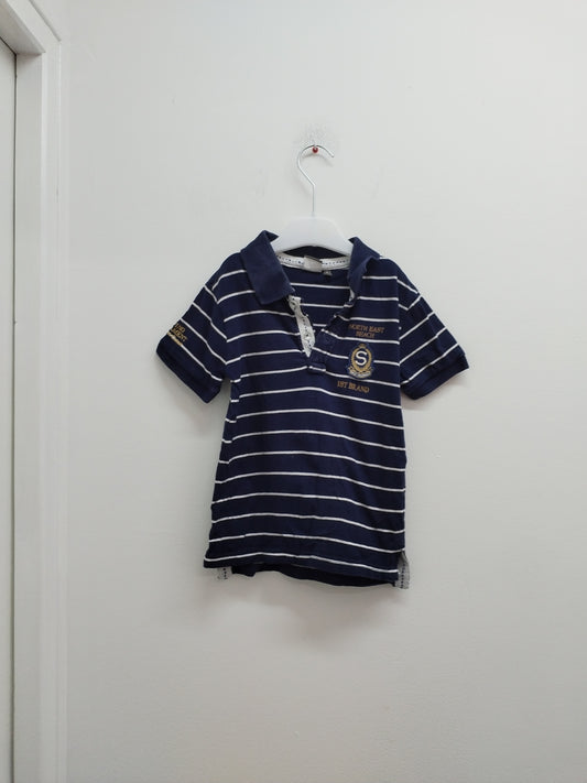 Polo Influx bleu marine rayé blanc Taille 5 Ans