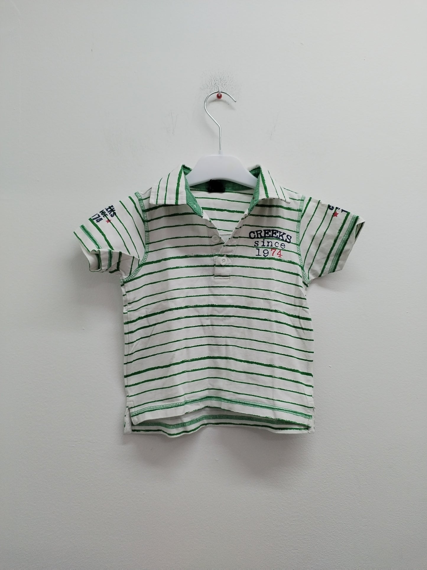 Polo Creeks rayé vert et blanc Taille 36 Mois