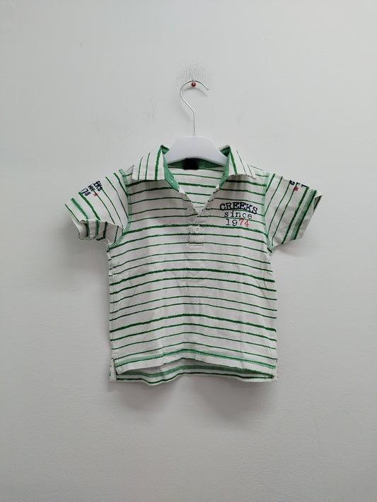 Polo Creeks rayé vert et blanc Taille 36 Mois