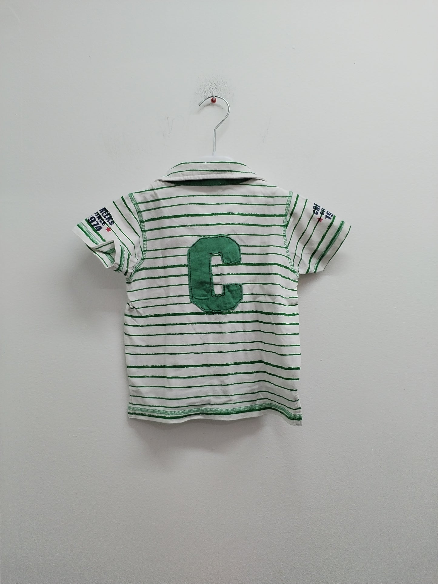 Polo Creeks rayé vert et blanc Taille 36 Mois