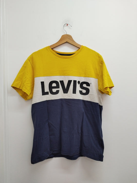 T-shirt Levi's jaune, marine et blanc Taille S