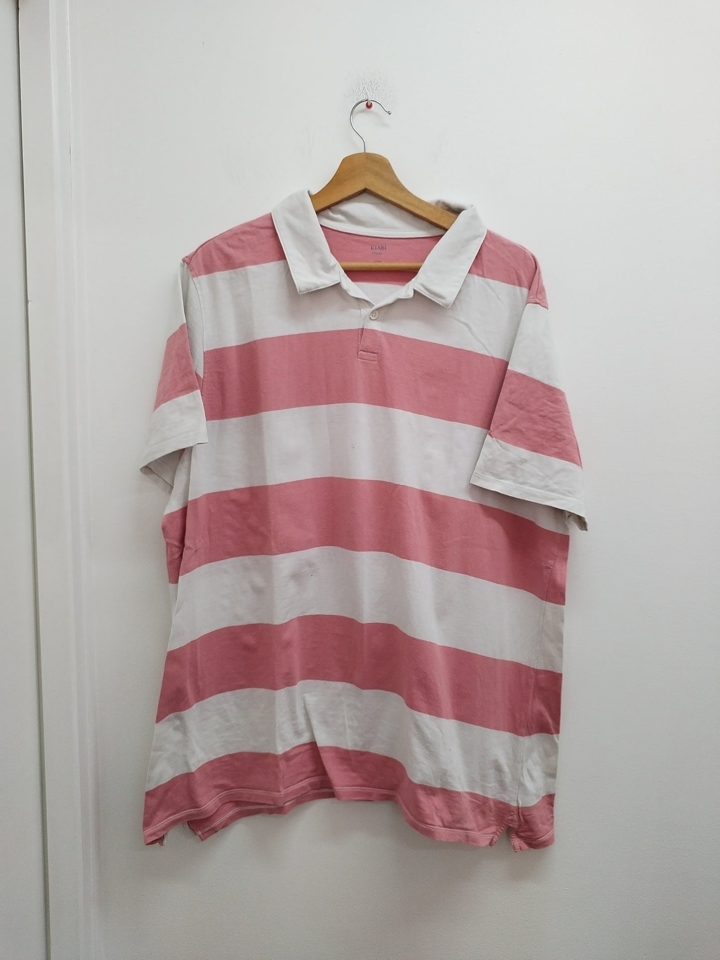 Polo Kiabi rayé rose et blanc Taille XXL
