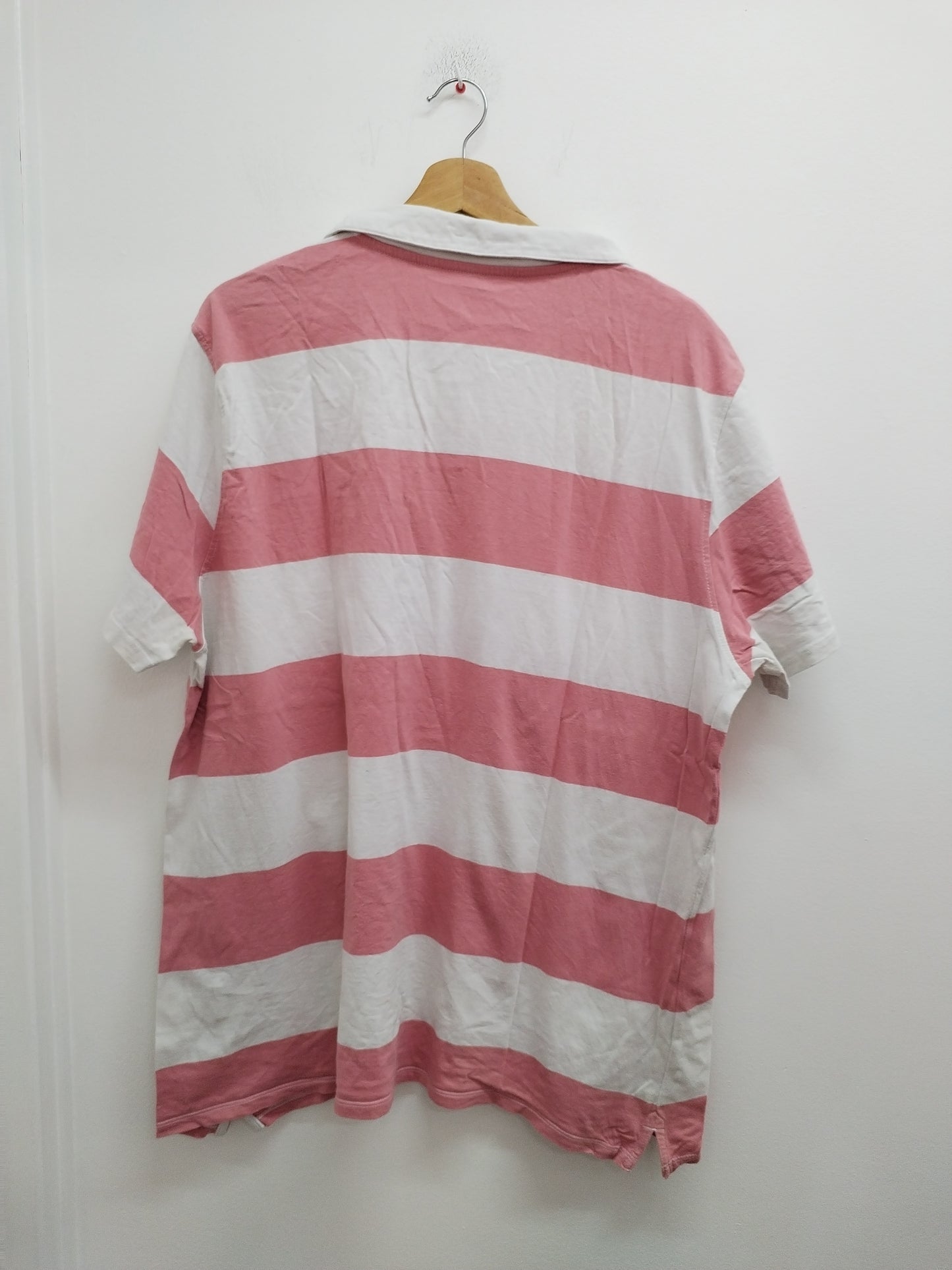 Polo Kiabi rayé rose et blanc Taille XXL