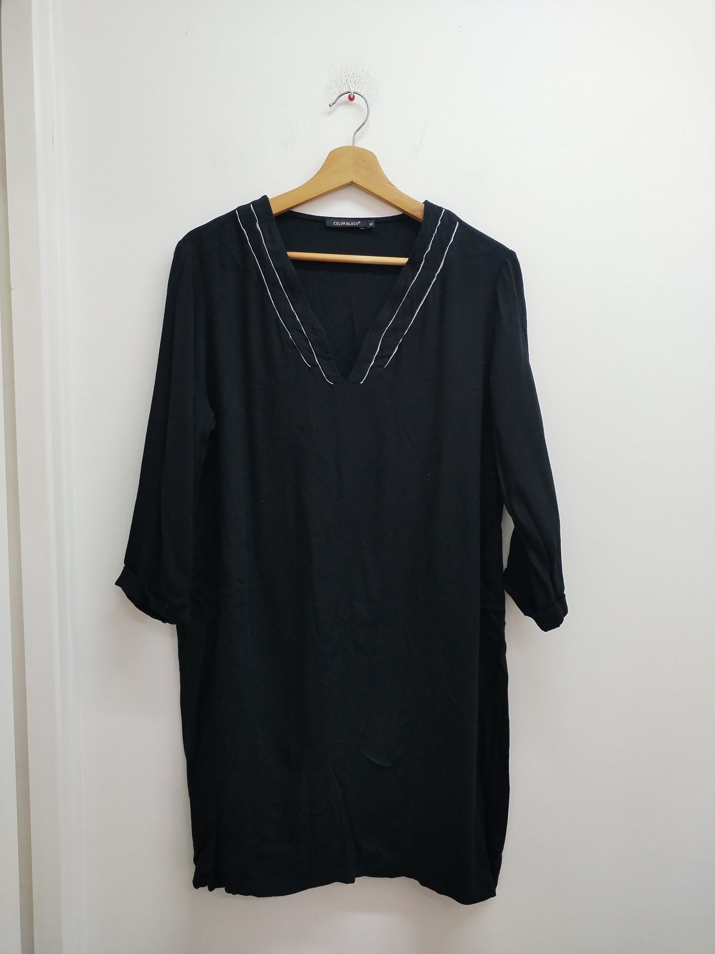 Robe manches 3/4 Color Block noire Taille XL