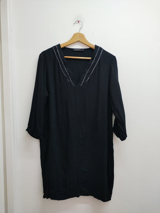 Robe manches 3/4 Color Block noire Taille XL