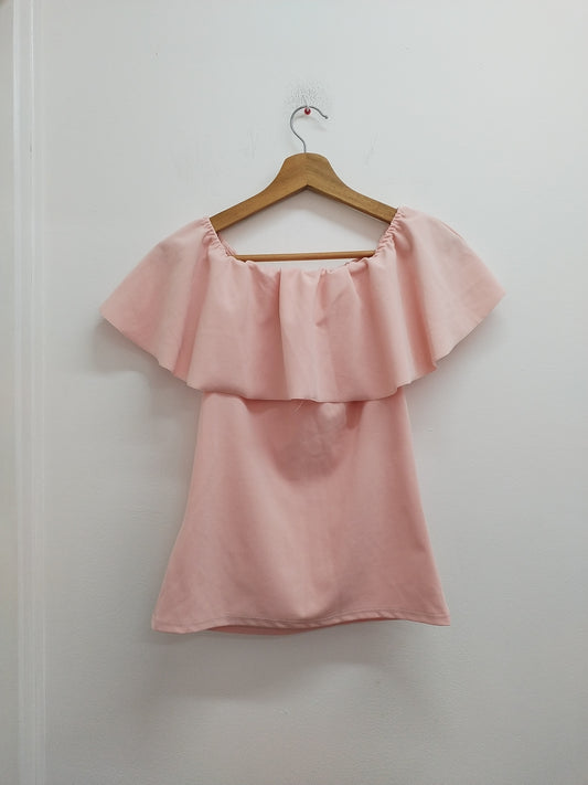 Tunique sans manche avec volant rose Taille S