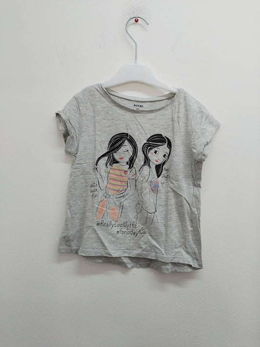 T-shirt Kiabi gris avec impression taille 6 Ans