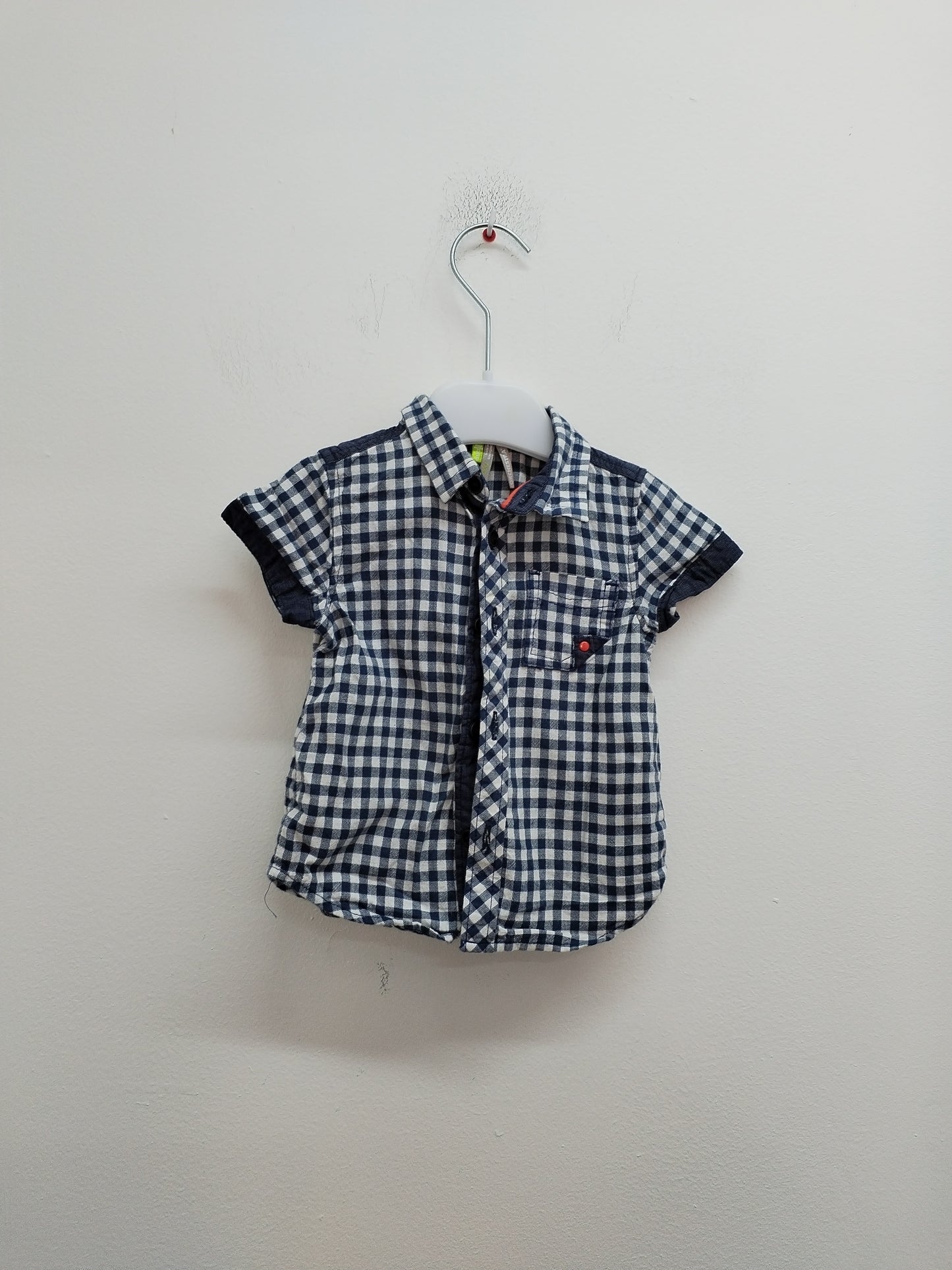 Chemise manches courtes Orchestra à carreaux bleus et blancs Taille 6 Mois