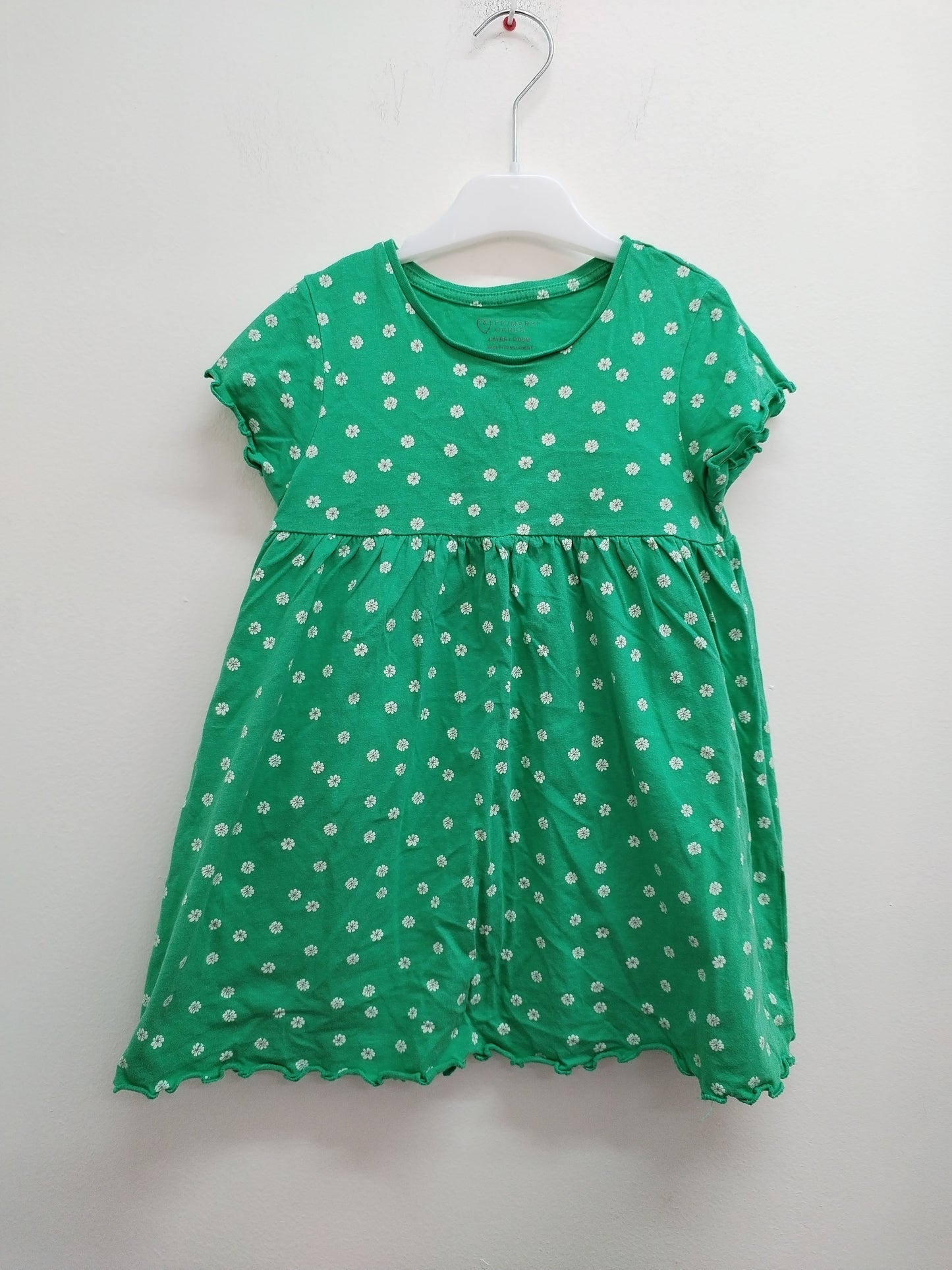 Robe manches courtes Primark verte fleurie Taille 4/5 Ans