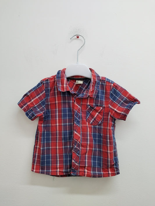 Chemise manches courtes Tape à l'Œil à carreaux rouges et bleus Taille 18 Mois