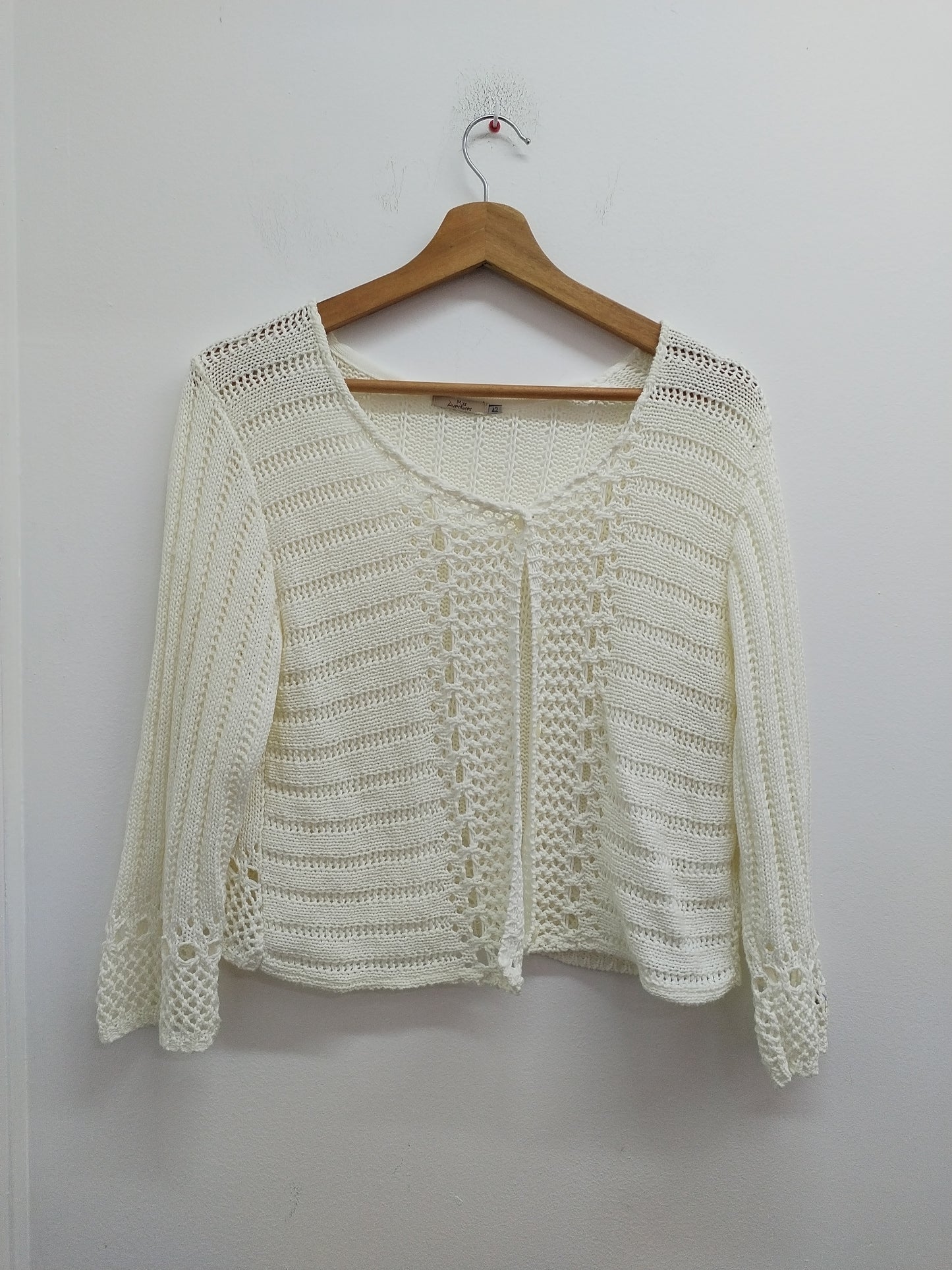 Gilet mailles ajourées Miss aventures blanc cassé Taille 42