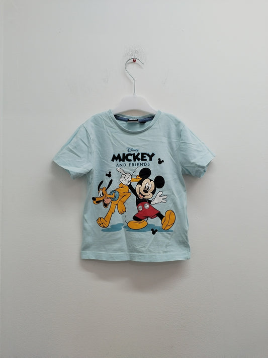 T-shirt Mickey Mouse bleu clair avec impression Taille 3/4 Ans