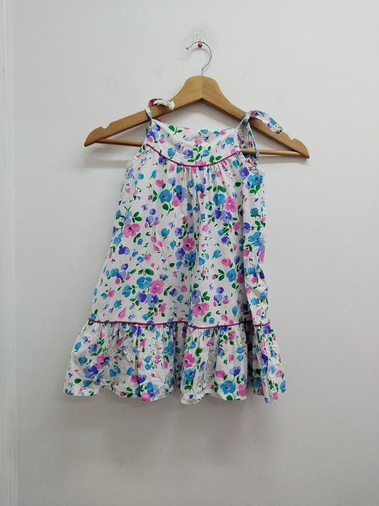 Robe à bretelles Alphabet blanche fleurie Taille 4 Ans