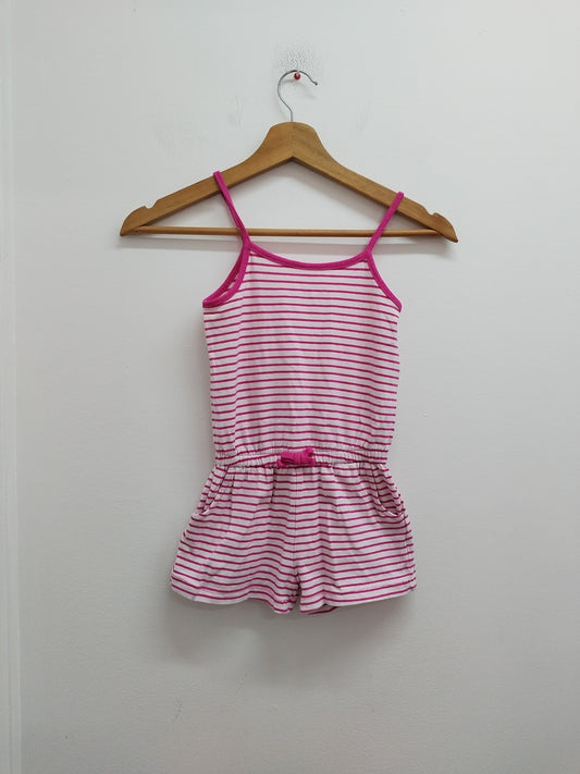 Combi-short Tissaia rayé rose et blanc Taille 5 Ans