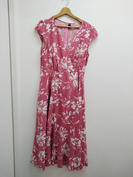 Robe longue manches courtes Shein rose fleurie Taille L