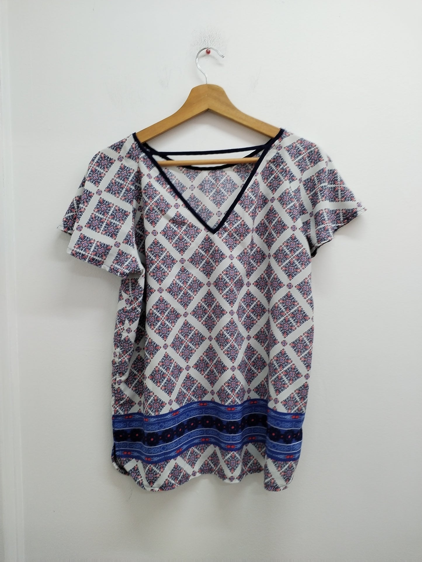 T-shirt fluide blanc à motifs Taille L