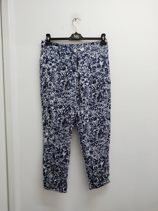Pantalon léger Camaïeu bleu et blanc à motifs Taille 40