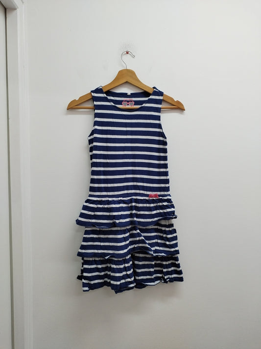 Robe sans manche Goog Looking rayée bleue et blanche Taille 10 Ans