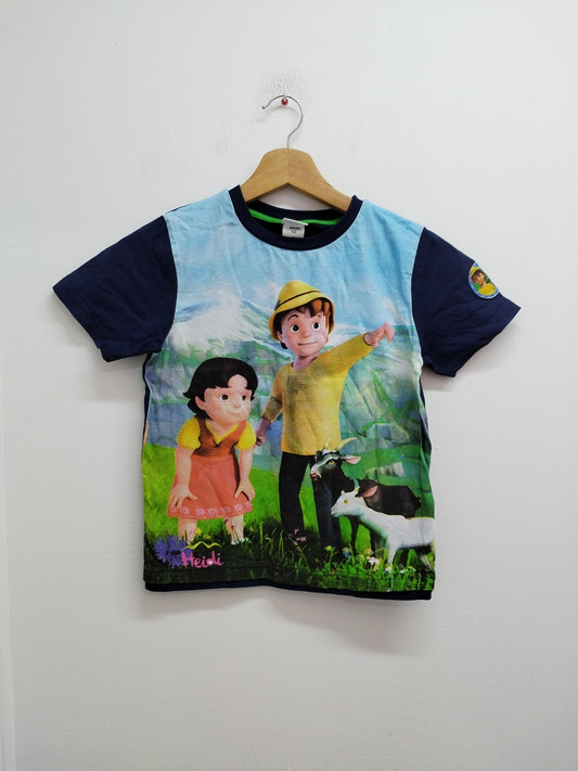 T-shirt Heidi bleu avec impression Taille 6/8 Ans