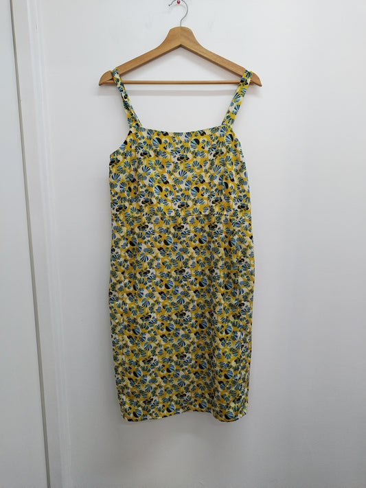 Robe à bretelles moutarde à motifs Taille M