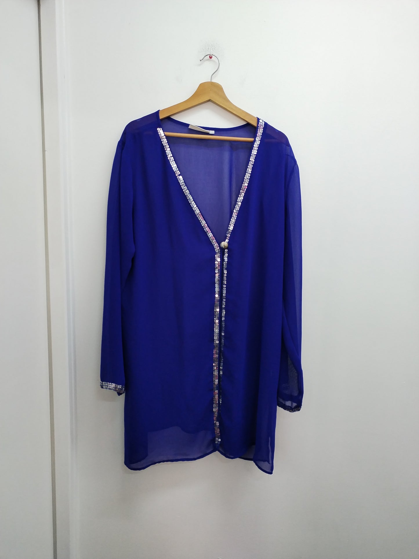 Gilet en voile Bleu Bonheur bleu avec sequins Taille 50