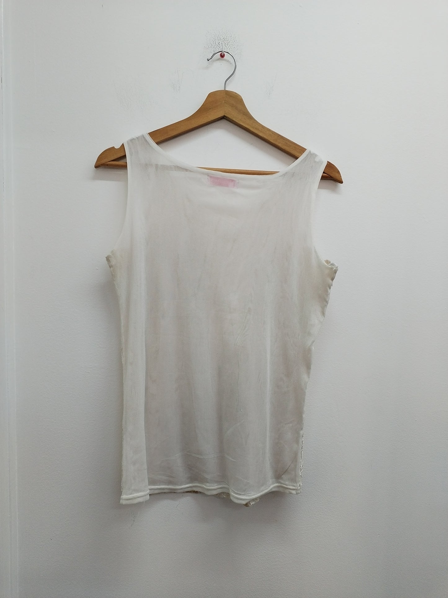 Débardeur Valentino Aimini blanc et doré avec dentelle Taille L/XL