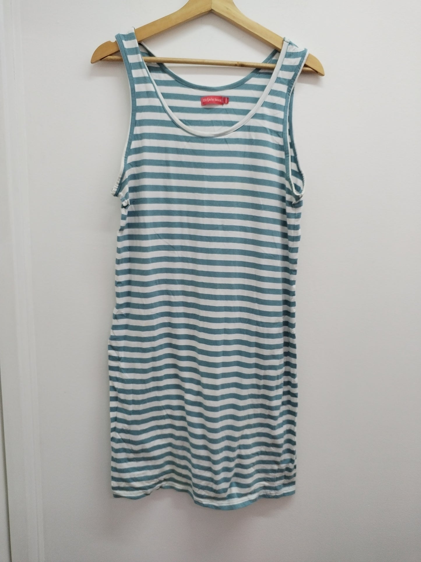 Robe sans manches Tissaia rayée bleu clair et blanc Taille 42/44
