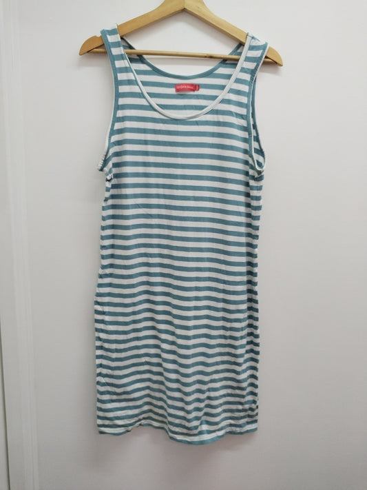 Robe sans manches Tissaia rayée bleu clair et blanc Taille 42/44