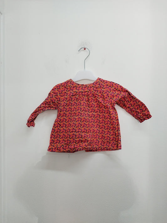 Tunique manches longues DPAM orange fleurie Taille 9 Mois