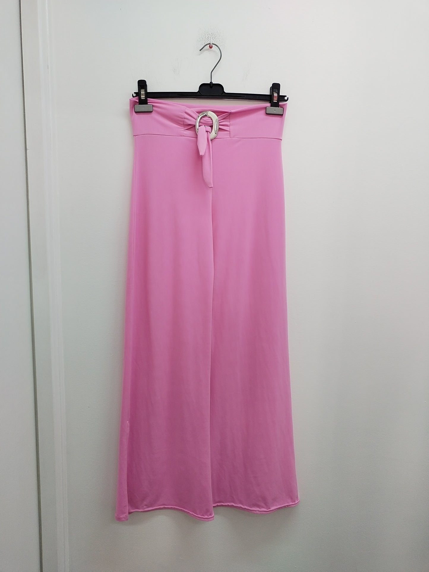 Pantalon fluide jambes larges rose avec ceinture Taille M
