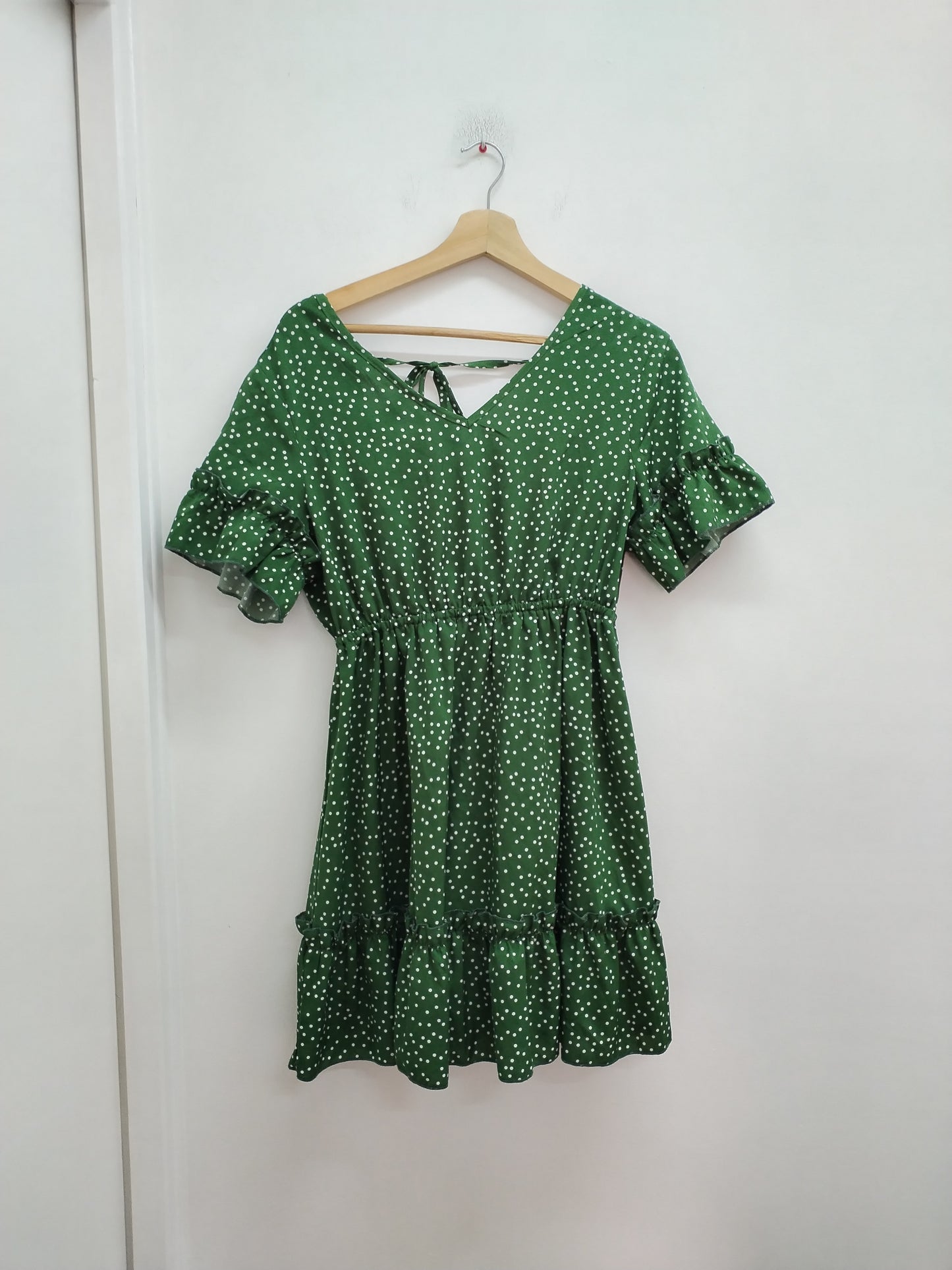 Robe manches courtes Shein verte à pois Taille M
