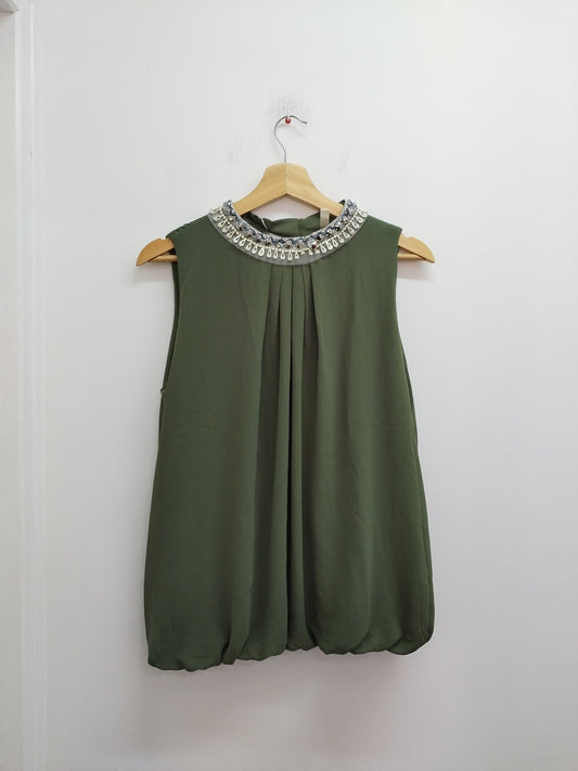 Tunique sans manche R Linea kaki avec perles Taille L