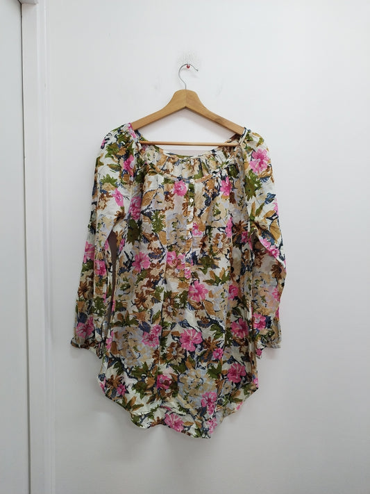 Tunique manches longues fleurie Taille XL