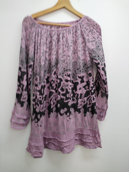 Tunique manches longues violette imprimée Taille L
