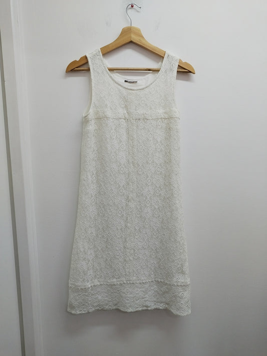 Robe sans manches Grain de Malice blanche avec dentelle Taille 38