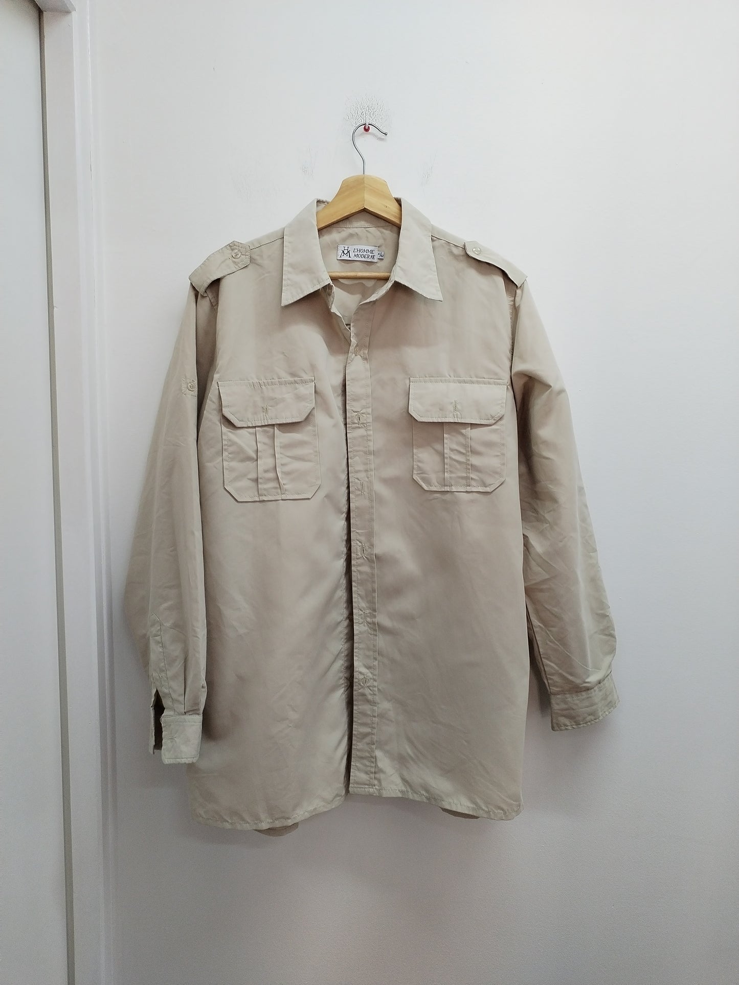 Chemise manches longues L'Homme Moderne beige foncée Taille L