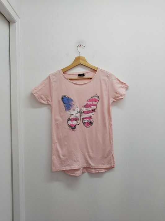 T-shirt Page One Young rose avec impression Taille 12/14 Ans