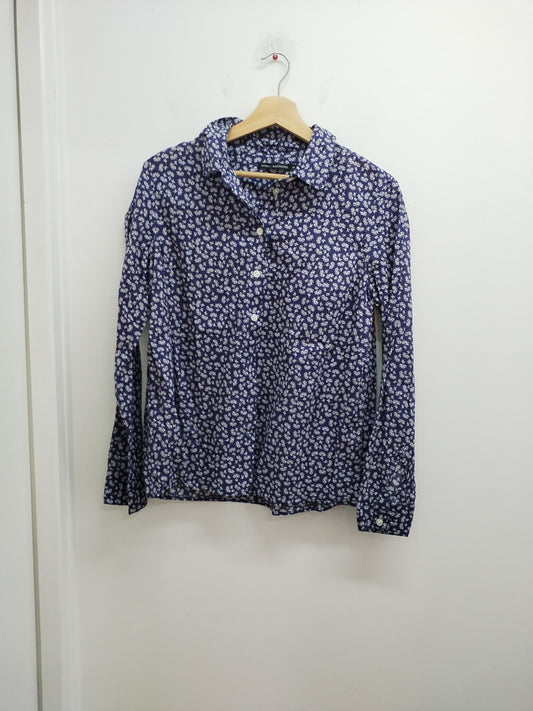 Chemise manches longues Monoprix marine fleurie Taille 40