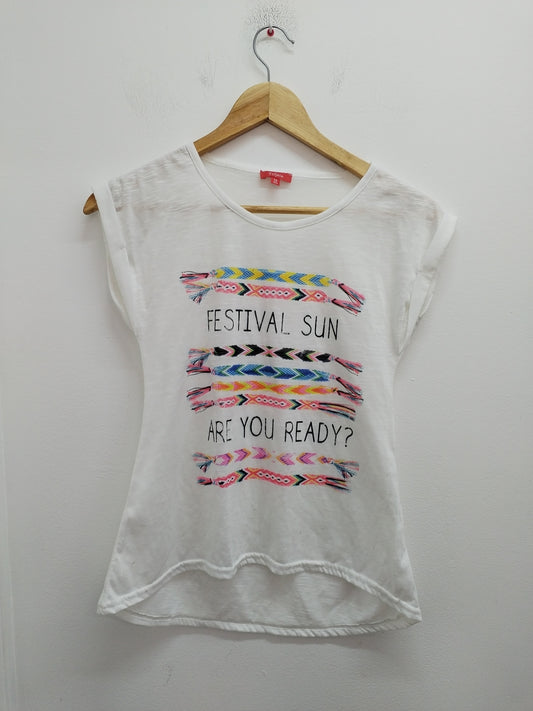 T-shirt Tissaia blanc avec impression taille 12 Ans