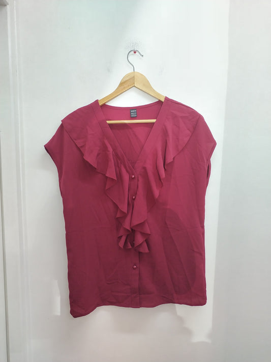 Chemsie manches courtes Shein bordeaux avec volants Taille M