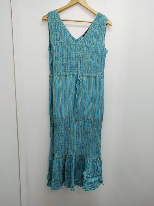 Robe longues sans manches Tchaikhana bleue rayée Taille M
