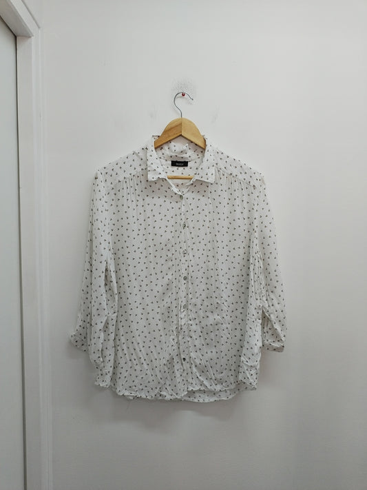 Chemise manches 3/4 Yessica blanche à petits triangles Taille XL