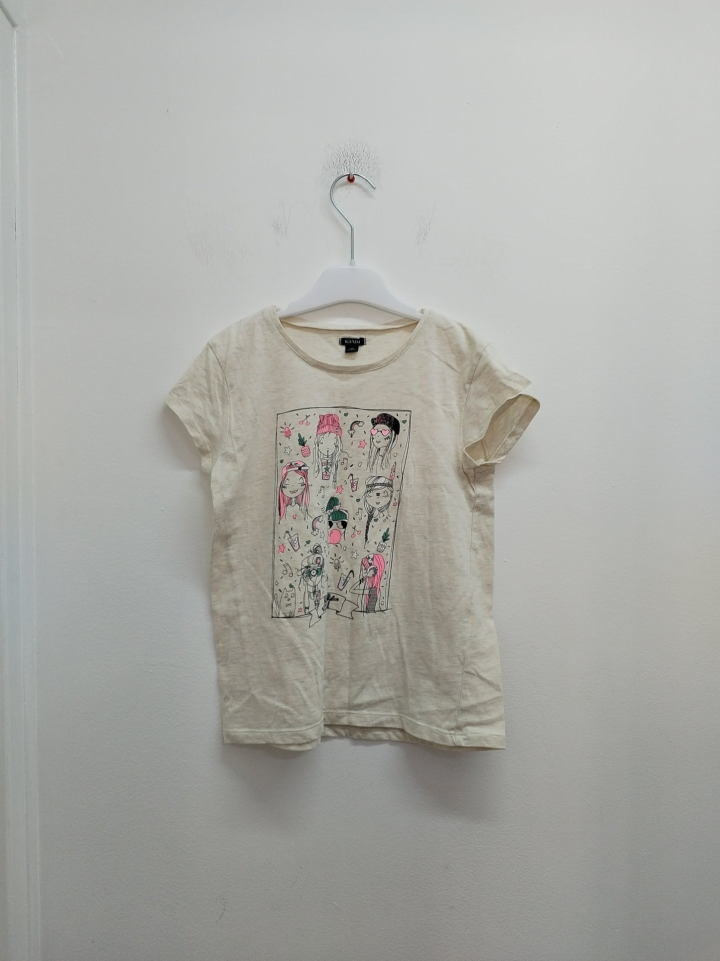 T-shirt Kiabi beige chiné avec impression Taille 10 Ans