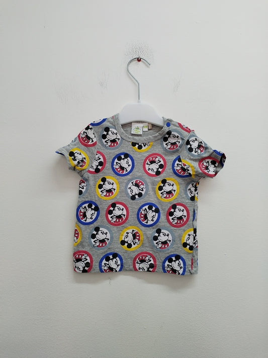 T-shirt Disney Baby gris avec impression "Mickey" Taille 12 Mois