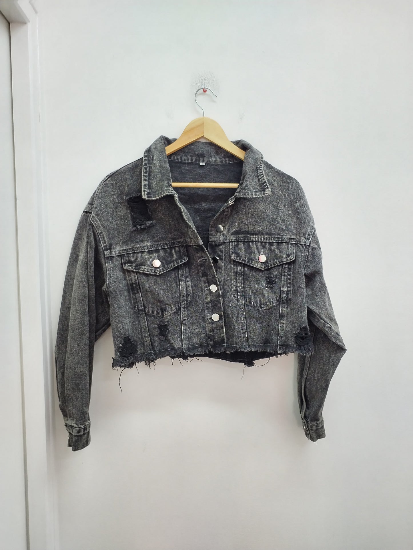 Veste courte en jeans noire délavée Taille S