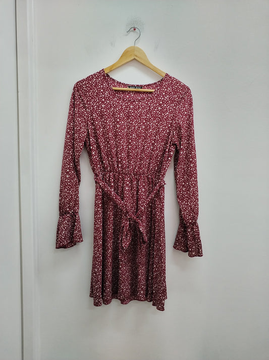 Robe manches longues Shein bordeaux à motifs Taille S