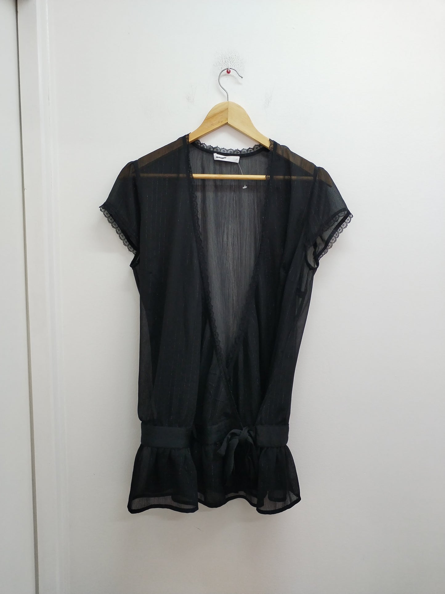 Tunique manches courtes cache-coeur transparente Promod noire Taille 42