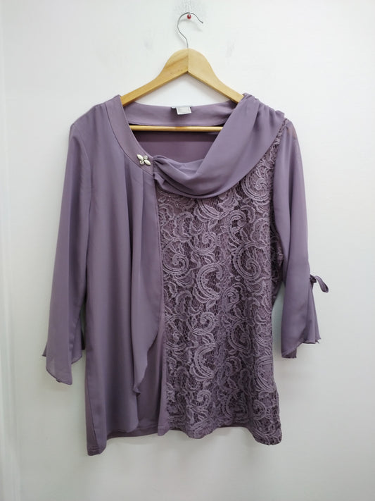 Tunique manches 3/4 Fair Lady prune avec sequins Taille 46