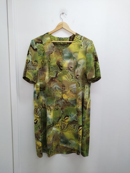 Robe manches courtes verte imprimée Taille 2XL