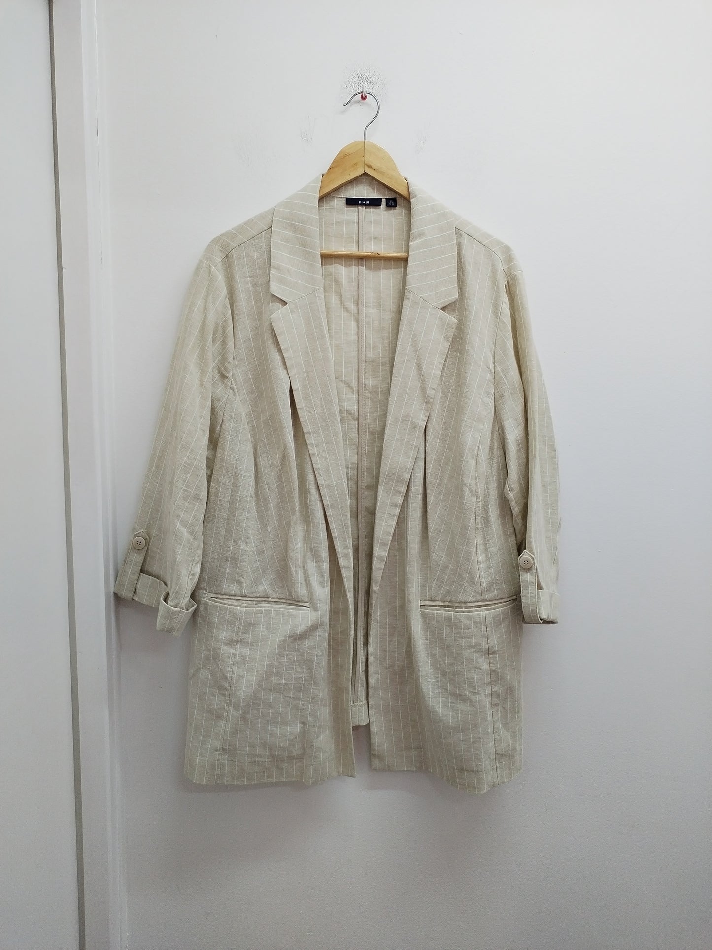Veste manches 3/4 Kiabi beige rayé Taille 54